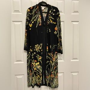 New! Diamond Tea Printed Zipper Caftan dress 
Black/Print size 1X